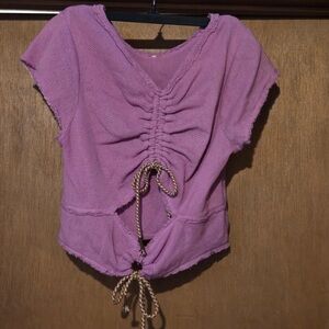 Free People Ruched Lilac Blouse